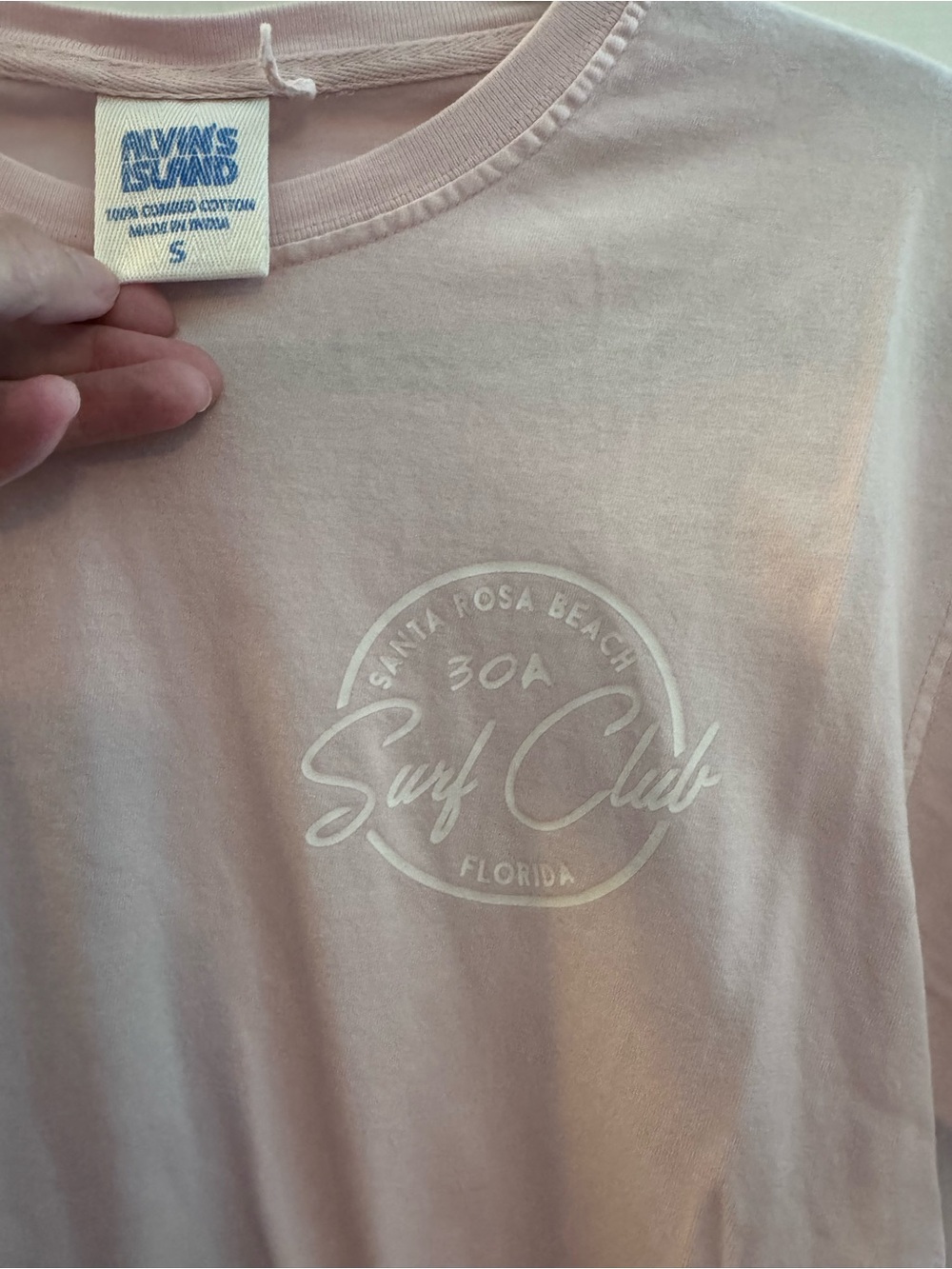 2/6$ 30A Surf Club Graphic Tee - Light Pink with White Print - Picture 4 of 4